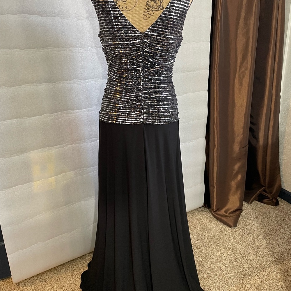 Black / silver sequins full length gown size 12
